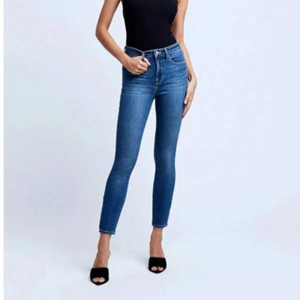 L'Agence Monique Ultra High Rise Skinny Jeans Parkway Blue Stretch Denim 26